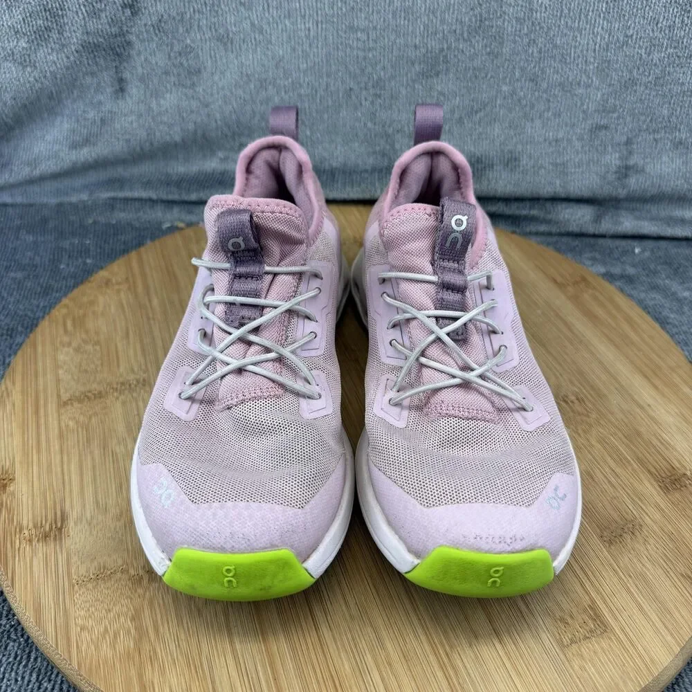 On Shoes Girls Size 1.5 Pink Green Mesh Running Athletic Sneakers CloudTec Kids